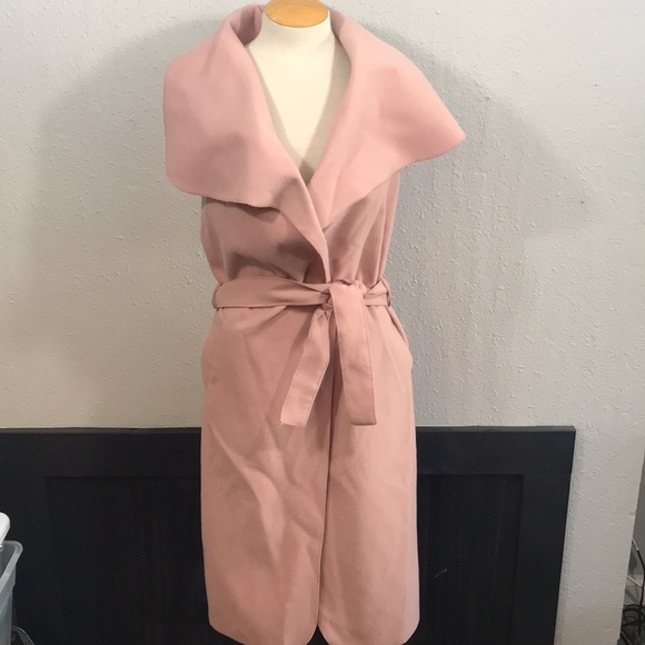 Missquided Mauve Pink Sleeveless Tie Front Duster with Pockets size 10 - Picture 2 of 13